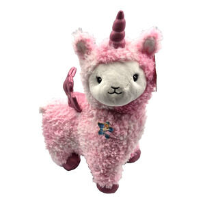 FAO Schwarz Glow Brights Pink Llamacorn Plush Llama Unicorn 14 Inch